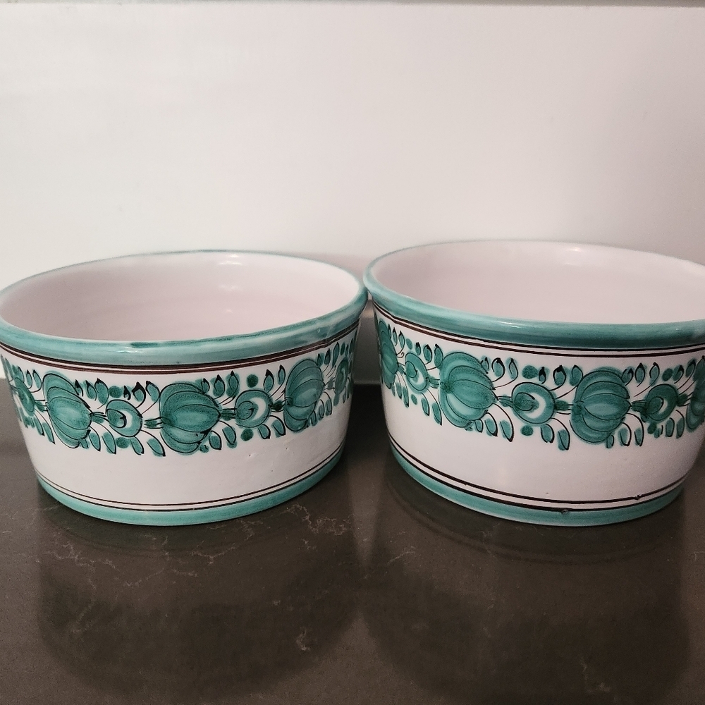 Vintage Modra Slov Keramika Hand-Painted Ceramic Bowls #858 – Folk Art Pottery